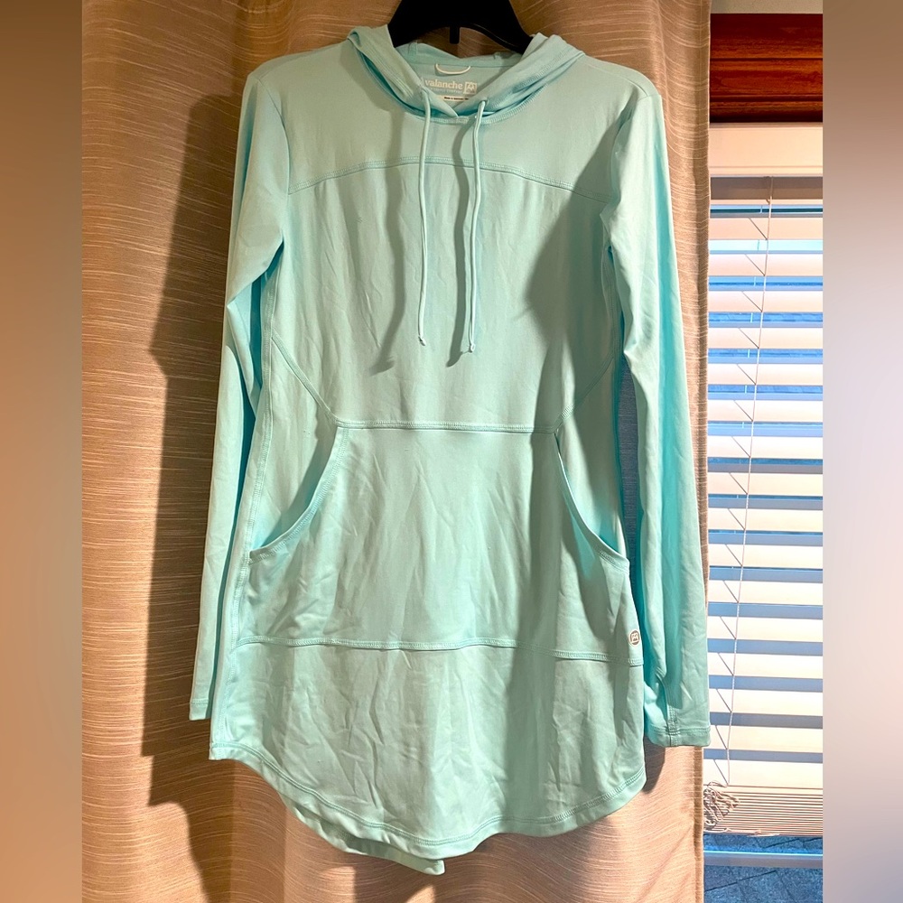 Women's Light Blue Swim Cover-Up Hoodie
